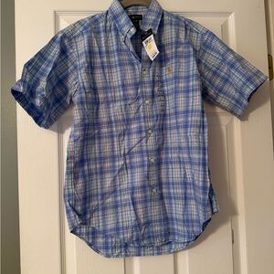 NWT Ralph Lauren Kids Blue Plaid Button Down Shirt